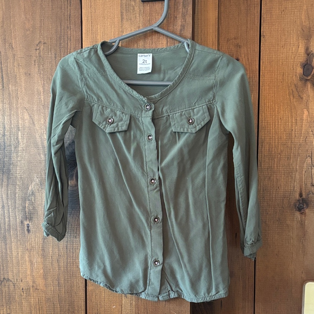 Carter’s Army Green 2T Girls Button down top